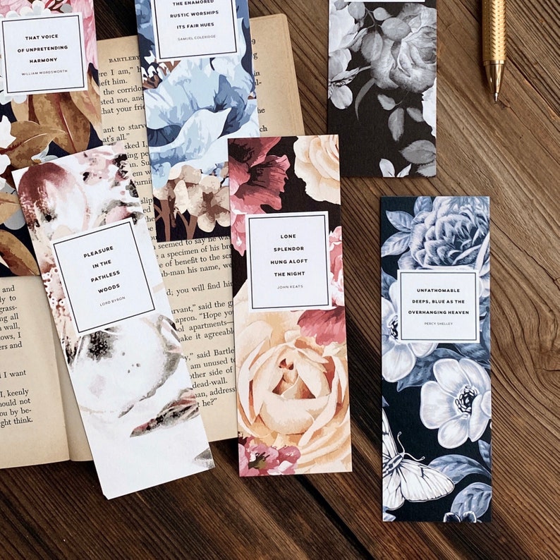 Literary Bookmarks Set of Six Unique Bookmarks Book lover image 1