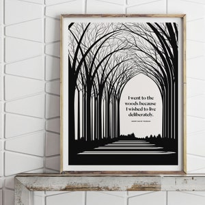 Henry David Thoreau Literary Art Print, Walden Quote, Transcendentalist Woodland Art