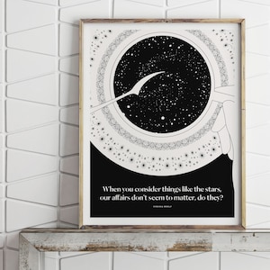 Virginia Woolf impresión literaria arte de la pared, decoración celestial, regalo para ella