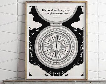 Herman Melville Literary Art Print Wall Art, Moby Dick Quote, Traveler Gift