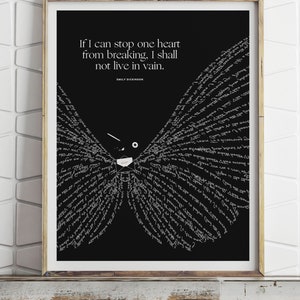 Emily Dickinson "Butterfly" Literary Art Print, Inspirational Quote Art Poetry Gift for Her, English Major Gift for Book Lover