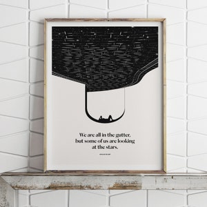 Oscar Wilde &quot;We are all in the Gutter&quot; Literary Art Print, Motivational Minimalist Poster Gift for Book Lover