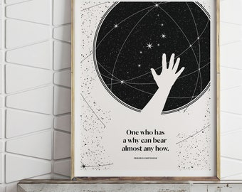 Nietzsche Quote Art Print, Literary Gift for Book Lover, Motivational Philosophy Gift