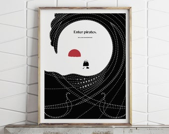 Funny Shakespeare "Enter Pirates"  Pericles Quote, Funny Shakespeare Print, Gift for English Teacher, Actors and Book Lovers