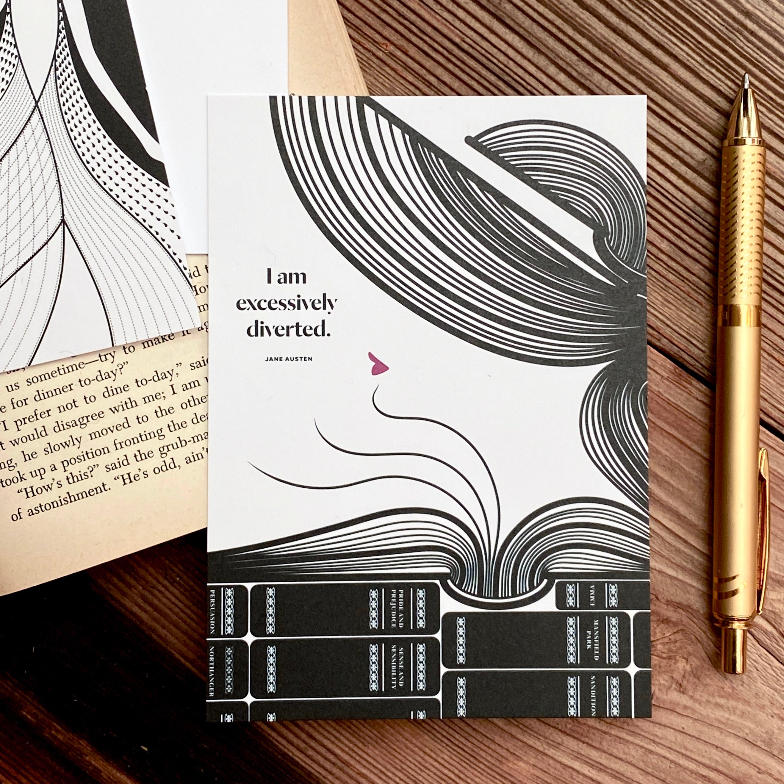 Bestsellers Literary Quote Postcard Set, Aesthetic Illustrated Motivational Notecard Collection, Booklover Collage Art Cards Gift Readers
