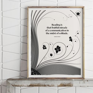 Marcel Proust Literarischer Kunstdruck, Zitat über Bücher, Geschenk für Buchliebhaber