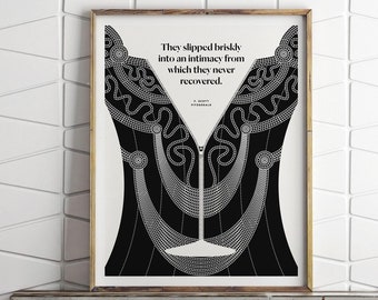 F Scott Fitzgerald Art Deco Print, Literair Citaat Poster, Boek Lover Gift