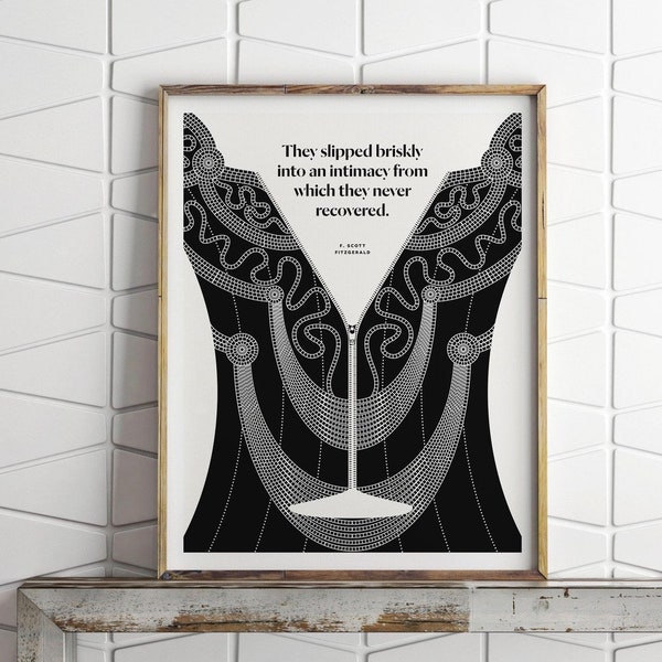 F Scott Fitzgerald Art Deco Print, Literary Quote Poster, Book Lover Gift