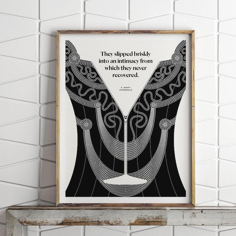 F Scott Fitzgerald Art Deco Print, Literary Quote Poster, Book Lover Gift image 1