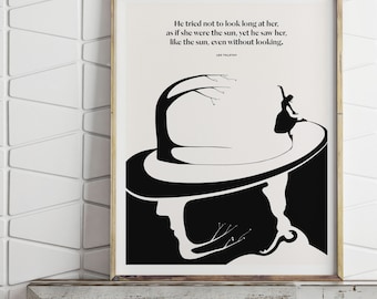 Leo Tolstoy Literary Art Print, Skating, Russian Literature Anna Karenina Quote