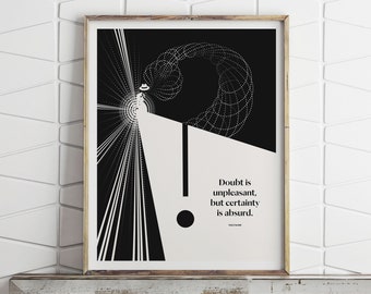 Voltaire Quote Art Print: Film Noir Detective Illustration (11x14)