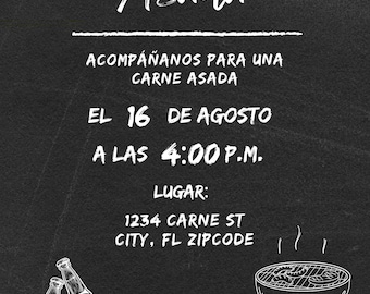 Carne Asada BBQ Invitation Template – Instant Download, Editable Canva Invite