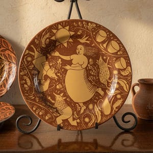 Vintage Homer Laughlin Troika MM Platter 12 Inch, Folk Art Ceramic Charger