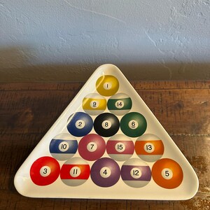 Vintage Luminarc Billiard Plates Set of 4 Triangle Pool Ball Snack Plates Game Room