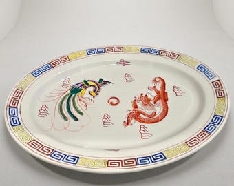 Large 16" Vintage Chinese Restaurant Ware Platter - Dragon & Phoenix - 1970s