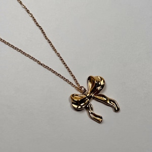 Gold Bow Necklace| Bow women’s gold necklace