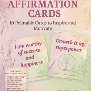 Tarjetas de Afirmaciones de Confianza y Positividad - Volumen 1 - Baraja Imprimible para el Crecimiento de la Autoestima y la Mentalidad Diaria