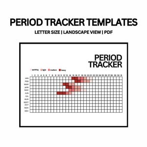 Yearly Period Tracker Grid Printable | Menstrual Cycle Tracker | Monthly Period Log | Self-Care |  12-Month Menstrual Cycle Chart