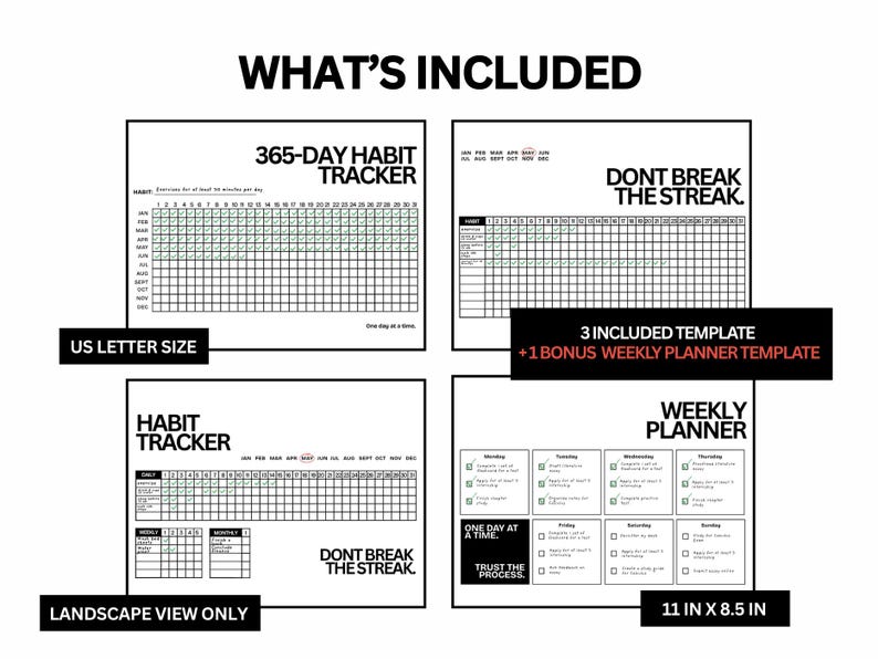 Printable Habit Tracker - Monthly Weekly Daily Checklist (PDF Digital ...