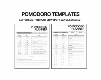 Printable Pomodoro Planner; To-do list; Study log Tracker; Student Planner (Digital Download PDF)