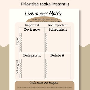 Matriz de Eisenhower adaptada para personas con TDAH / Planificador editable de urgencias e importancia / PDF digital