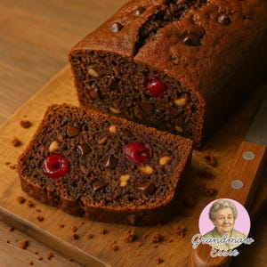 Ricetta del pane al doppio cioccolato vintage – Ricco, denso, non troppo dolce – Scheda ricetta stampabile – Tavolo da cucina della nonna Essie - download PDF