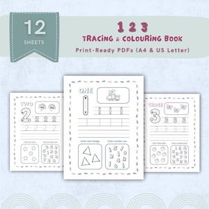 Kids Number Tracing Printable | 1-10 Tracing & Colouring Book | Fun Preschool Activity | Instant Download