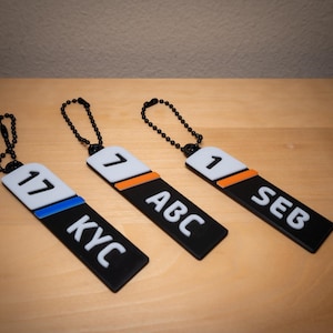Personalized Rally Racing Styled 3D Keychain/Pin. Custom 3D Printed.