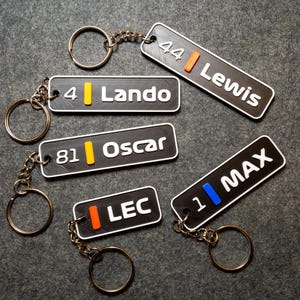 Personalized Formula One Racing Styled 3D Keychain/Pin. Custom 3D Printed.