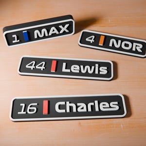 Custom 3D Sign. Formula One Racing Styled Sign. Personalize with your name. 3D Printed Wall or Shelf Sign/Nameplate. Great for racing fans.