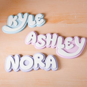 Custom 3D Sign. Personalize with your name or any text. Cartoon styled 3D Printed Wall/Shelf sign.