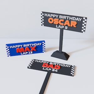 Custom 3D Sign/Cake Topper. Formula Racing Style. Customize with name or any text.