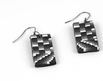 Black and White Optical Illusion Dangle Earrings