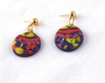 Festive Earrings - Purple and Yellow Dangles