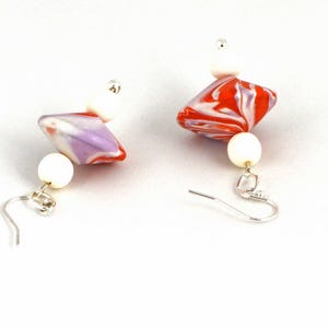 Yummy Swirl Stacked Dangle Earrings - Orange, Lavender, White