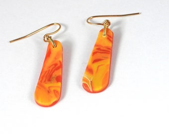 Joyful Yellow and Orange Swirl Dangle Earrings