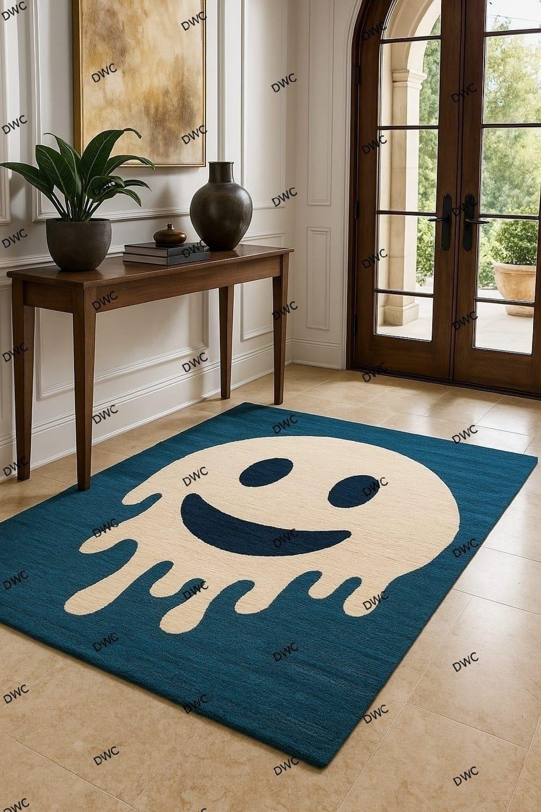 Toom Rug Drip Hand Tufted Wool Rug: Playful Drip Smiley Face, Modern Carpet - Etsy