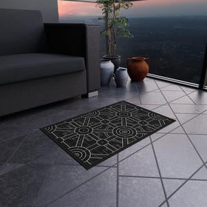 Blueprint Pattern Outdoor Rug | Architectural Plan Design, Blue Print Mat