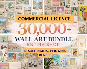 VENTA DE TODA LA TIENDA Licencia Mrr y Prl Conjunto de arte de pared imprimible / Pósteres de 300 dpi / Paquete de pared de galería / Arte vintage y moderno / Arte maximalista