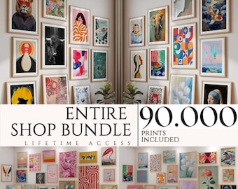 Mega paquete de arte mural imprimible / Licencia de marca blanca PLR + MRR / Pósteres de 300 DPI, arte vintage y moderno / Descarga instantánea