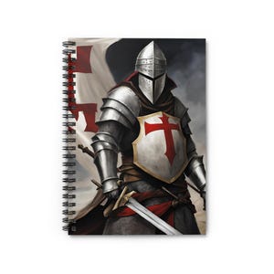 Knight-Themed Spiral Notebook, Medieval Journal, Fantasy Sketchbook, Gift for Students, Warrior Notepad, Unique Stationery