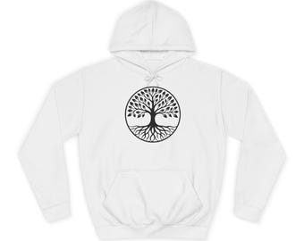 Unisex College Hoodie with Tree Design - Cozy Sweatshirt for Students, Eco-Friendly Gift, Fall Fashion, Nature Lover Apparel, Graduation