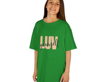 T-shirt inspirant Luv Yourself pour enfants, T-shirt à message positif, Amour de soi