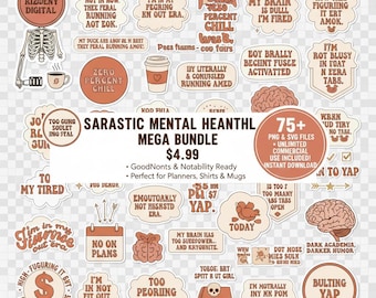 Stickers sarcastische geestelijke gezondheid: bundel met grappige clipart-png-SVG