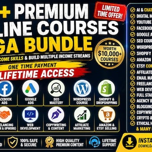 70+ Online Business Courses Bundle | Digital Marketing, AI, Shopify (Digital Download)