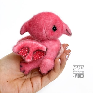 Pterodactyl PDF sewing pattern, Video tutorial DIY stuffed toy pattern, DIY Dino dinosaur toy pattern easy to follow by TSminibears