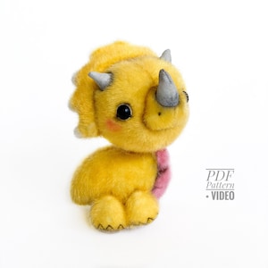 Styracosaurs PDF sewing pattern, Video tutorial DIY stuffed toy pattern, DIY Dino dinosaur triceratops pattern easy to follow by TSminibears