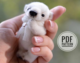 Sewing PATTERN PDF miniature Polar bear, by Tatiana Scalozub, how to make teddy bear step by step,  diy polar teddy bear