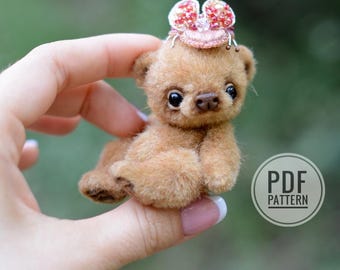 PATRÓN de costura PDF osito de peluche miniatura, por Tatiana Scalozub, como hacer osito de peluche paso a paso, osito de peluche miniatura diy