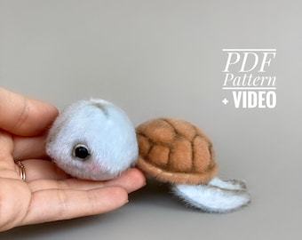 Turtle tortoise PDF sewing pattern Video tutorial DIY stuffed toy pattern DIY toy kids toy pattern easy to sew for beginners TSminibears